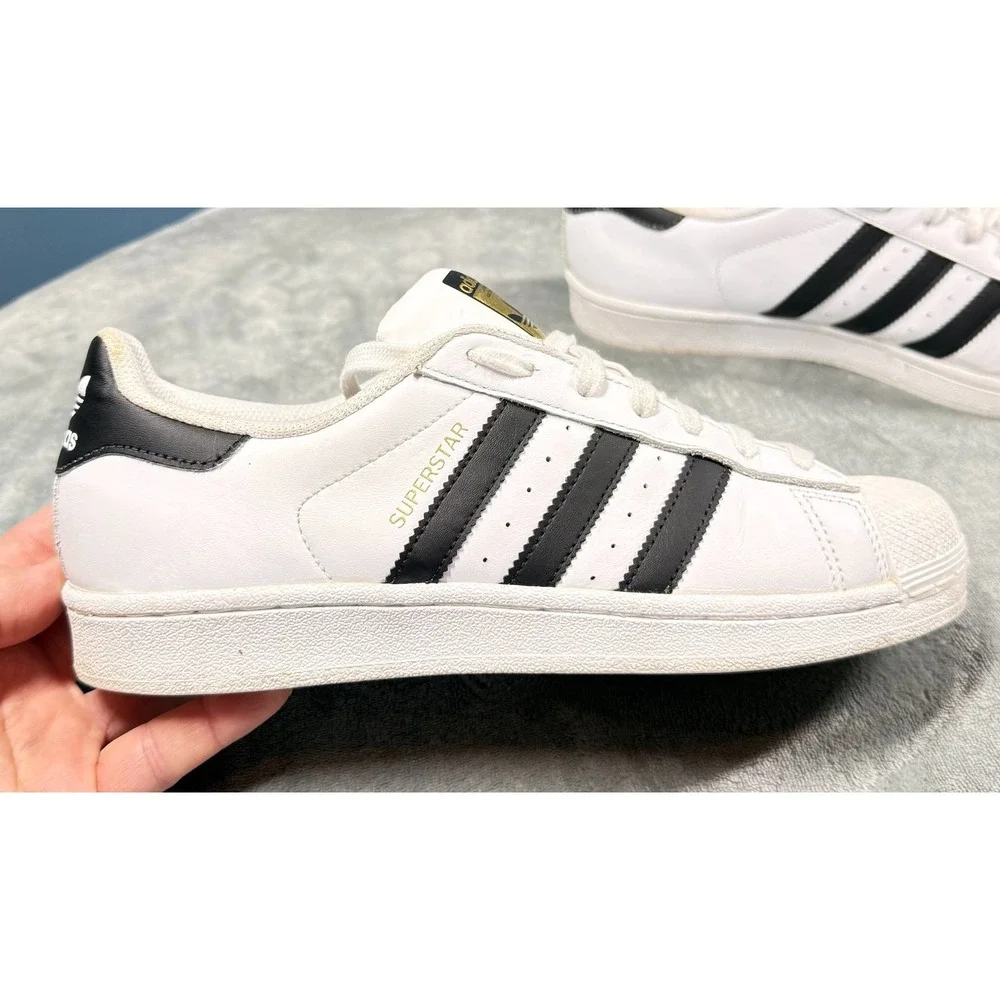 Adidas Superstar Mens 8 White Black Shell Toe Sneakers Leather Classic